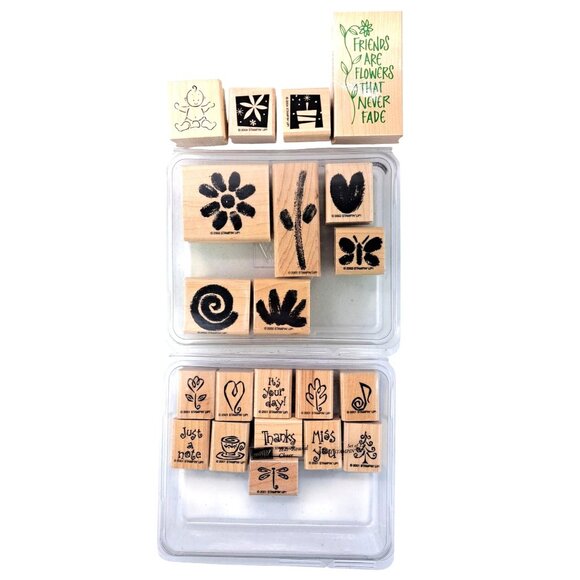 Stampin Up Rubber Stamps Lot of 21 Year-Round Cheer Painted Garden Hero Arts - Picture 1 of 9